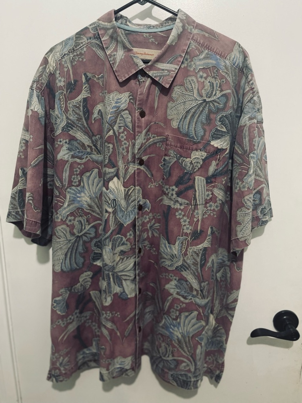 Tommy Bahama Mauve and Light Blue Floral Camp Shirt